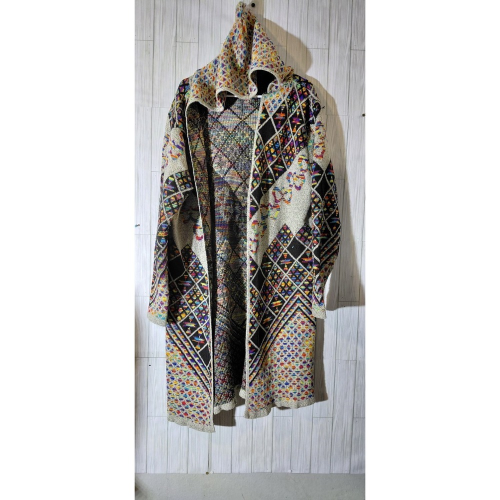 2XL Northern Angel hooded cardigan vibrant geometric rainbow Bohemian Boho Chic